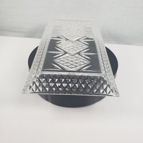 Cristal D'Arques France 24% Lead Crystal Glass Diamond Point Cut Dish Rectangle - Picture 10 of 10